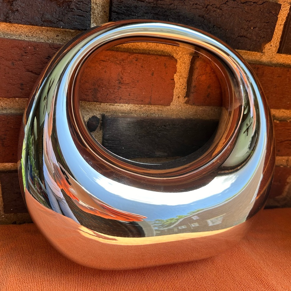 Unique silver hard vinyl handbag